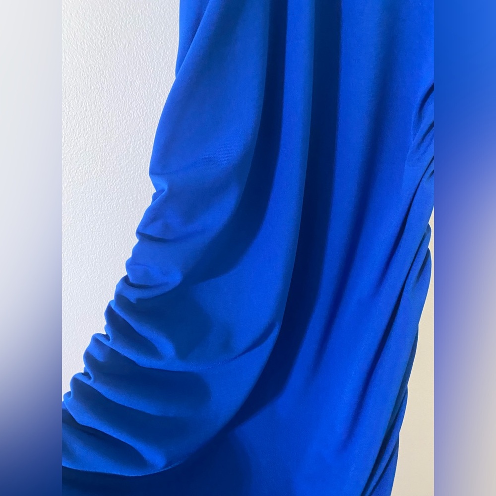 Blue One Shoulder Ruched Body-Con Dress - Picture 5 of 6